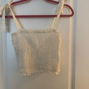 Abercrombie‎ & Fitch White Smocked Women's Top